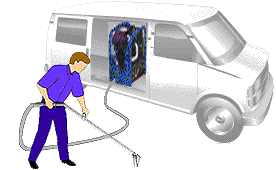 Technician carpet cleaning