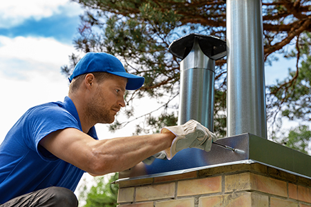 Technician fixing chimney